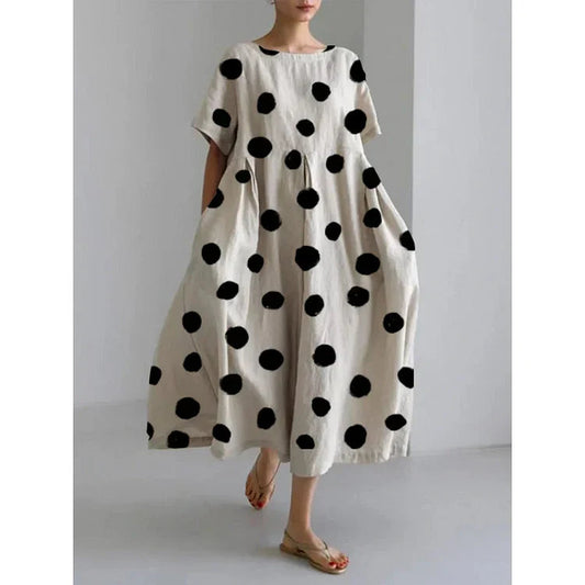 Effortless Vintage Polka-Dot Dress