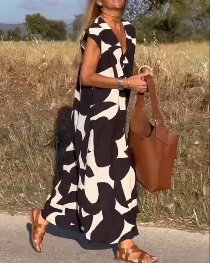 Elegant-Print Maxi Dress