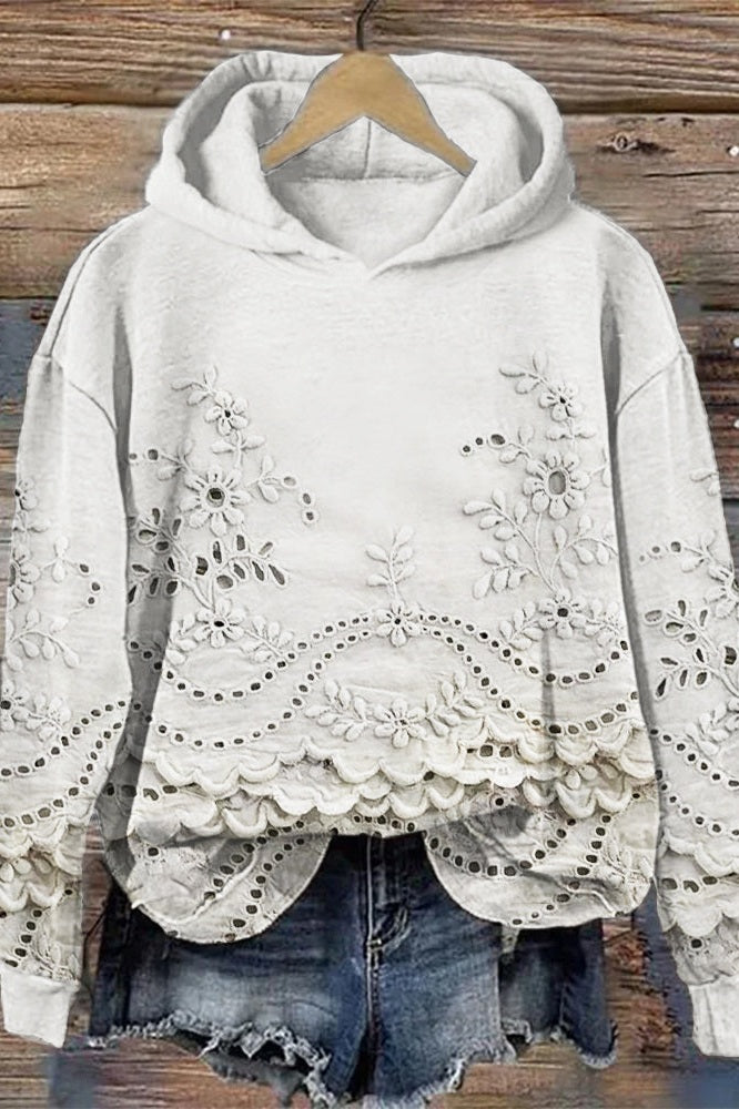 Floral-Lace Cosy Hoodie