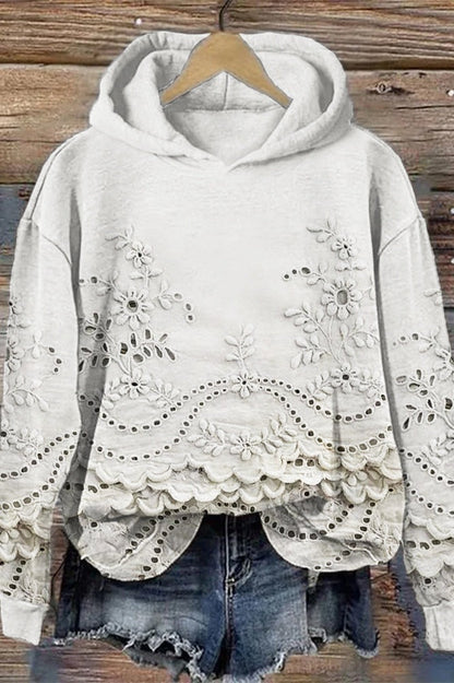 Floral-Lace Cosy Hoodie