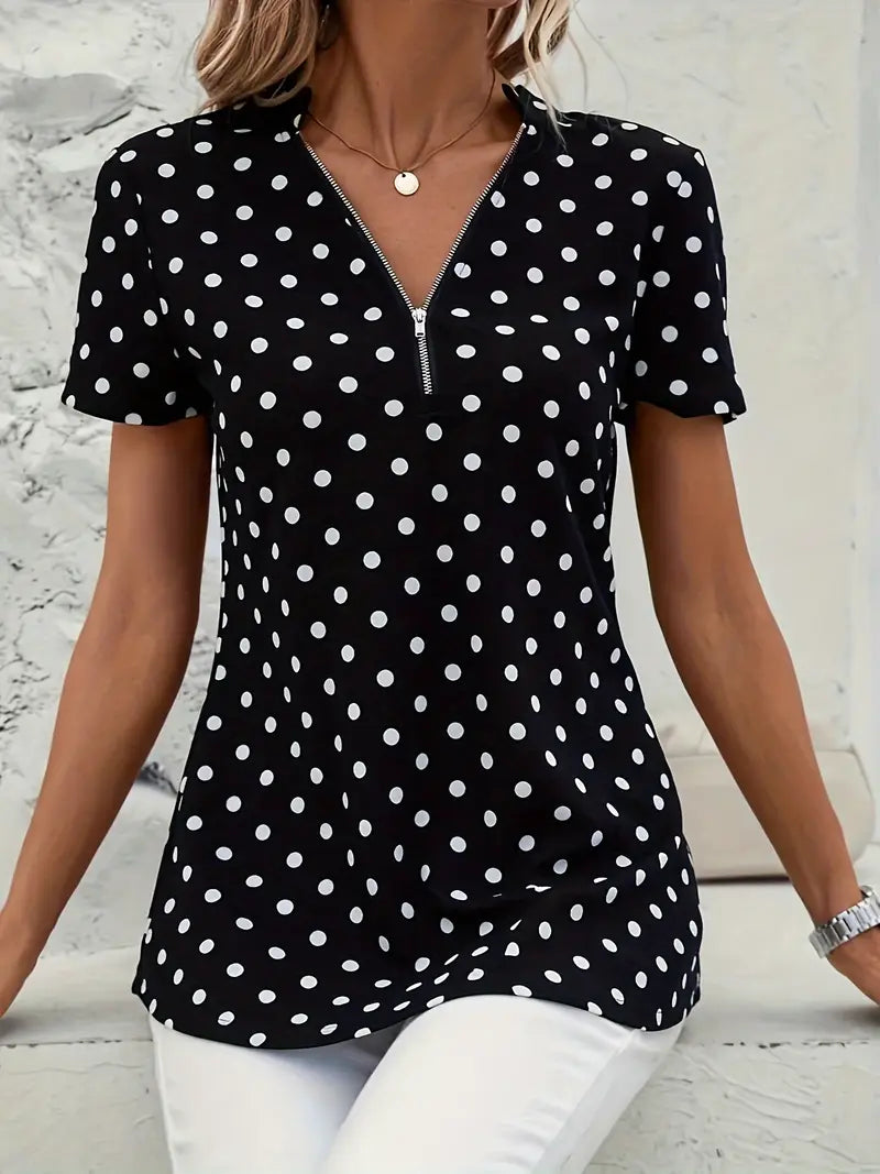 Easy-Care Polka Dot Blouse