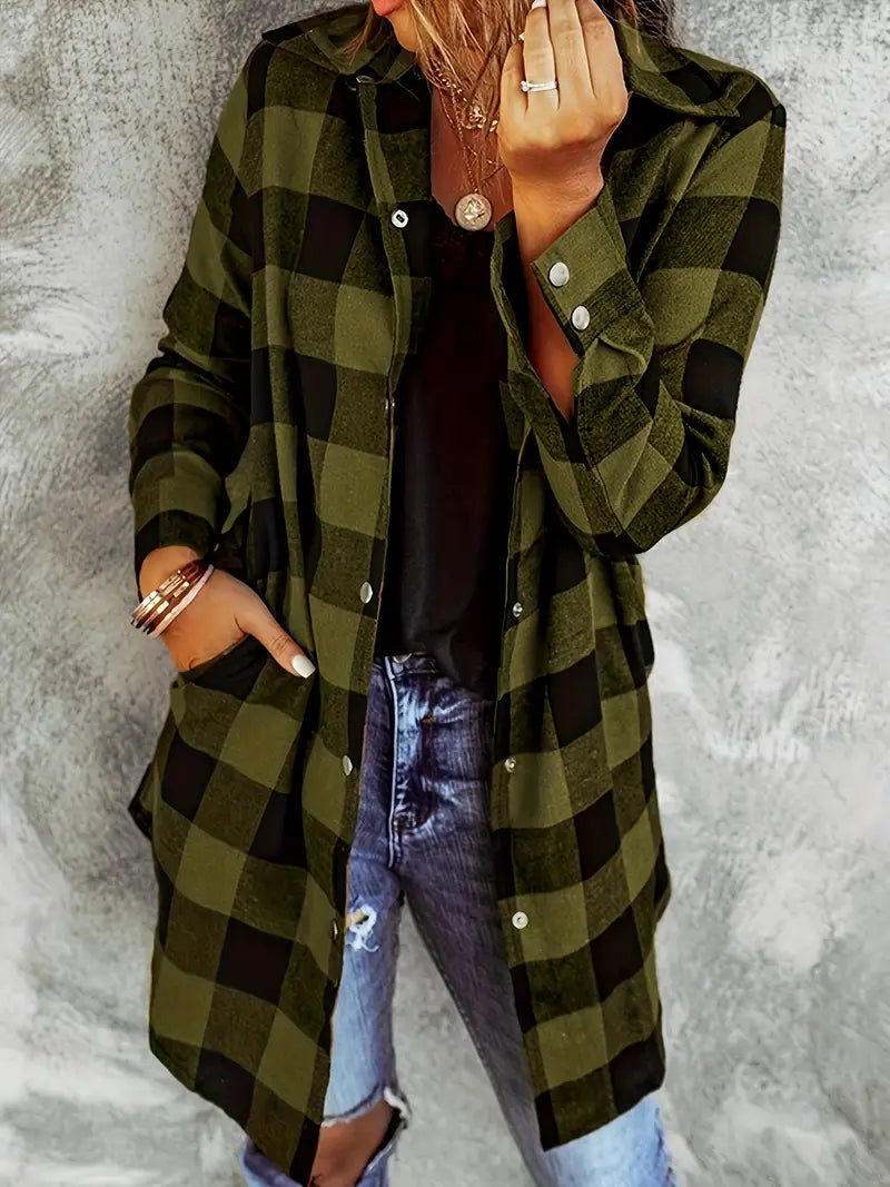 Checked Soft-Stretch Blouse