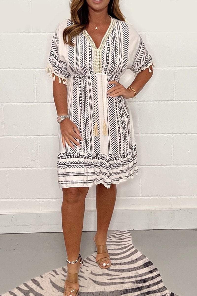 Breezy-Boho V-Neck Dress