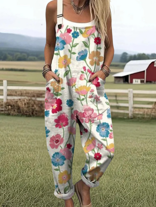 Floral-Print Comfort Jumpsuit