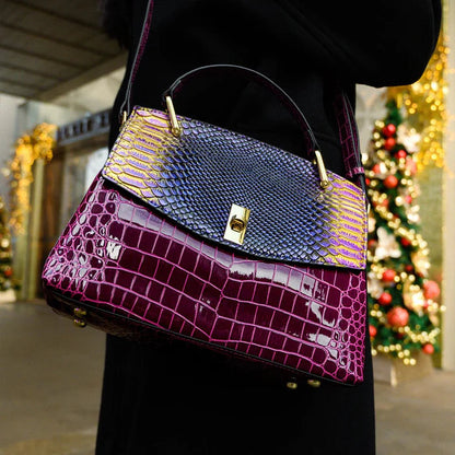 Spacious Snake-Print Shoulder Bag