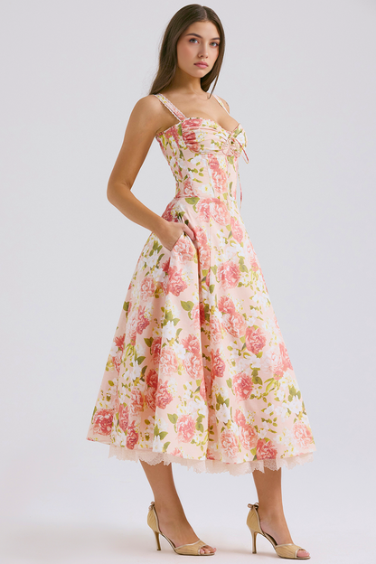 Floral Corset Midi Dress
