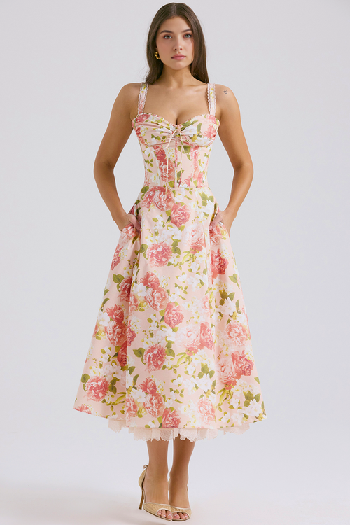 Floral Corset Midi Dress