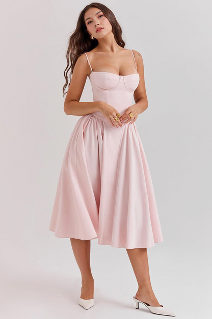Elegant-Twill Midi Dress