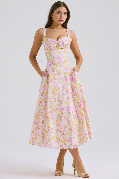 Floral Corset Midi Dress