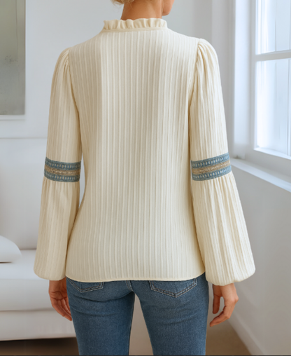 Elegant Vintage V-Neck Blouse