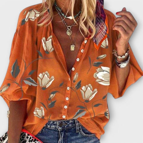 Elegant Floral-Print Blouse
