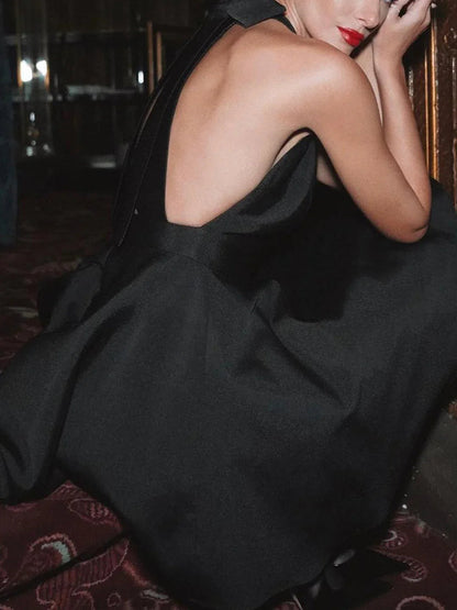 Elegant Satin Mini with Open Back