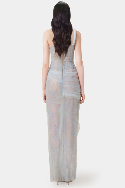 Elegant One-Shoulder Lace Corset Dress