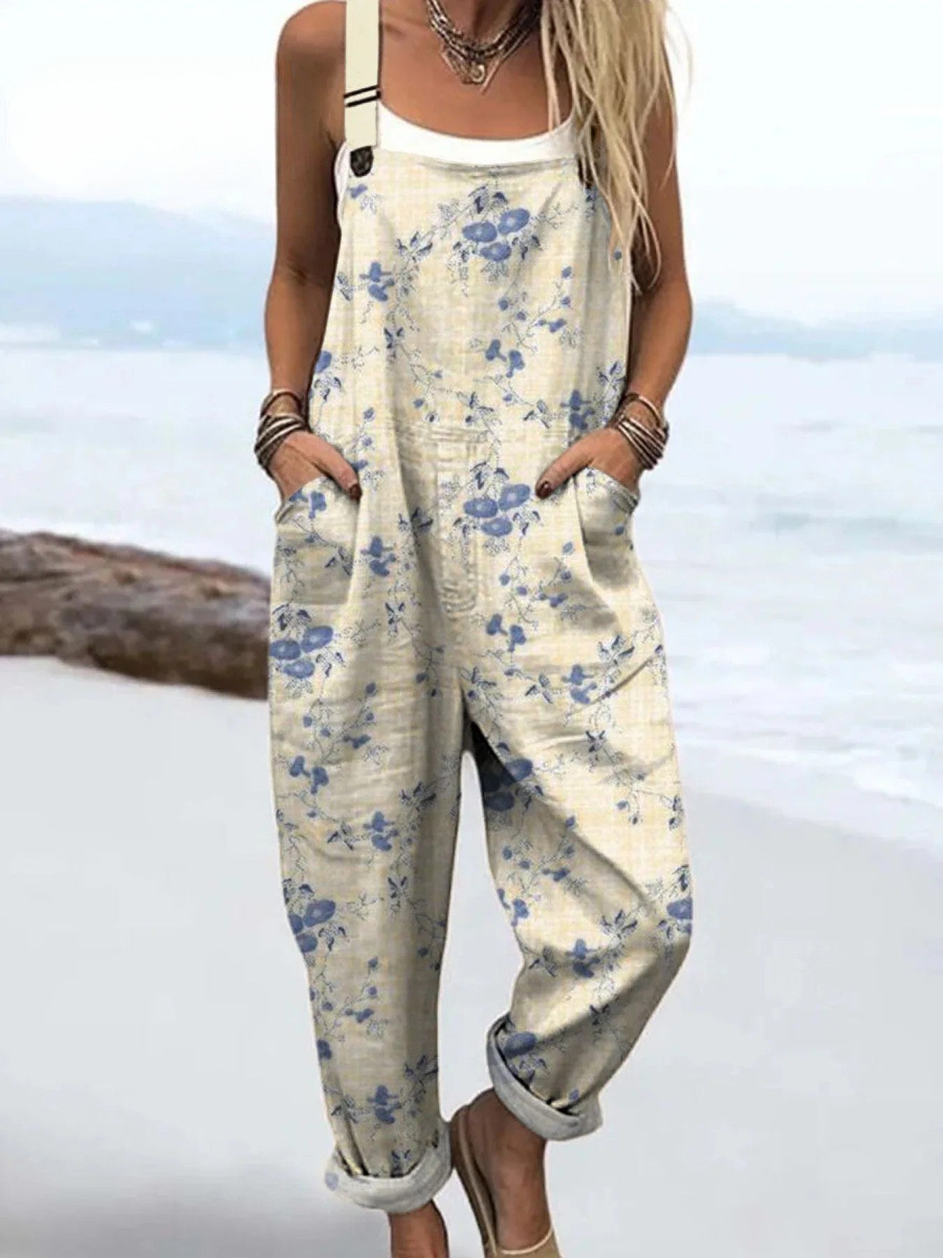 Vintage Floral Comfort Jumpsuit