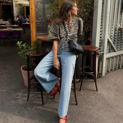 Effortlessly Chic Leopard Statement Blouse