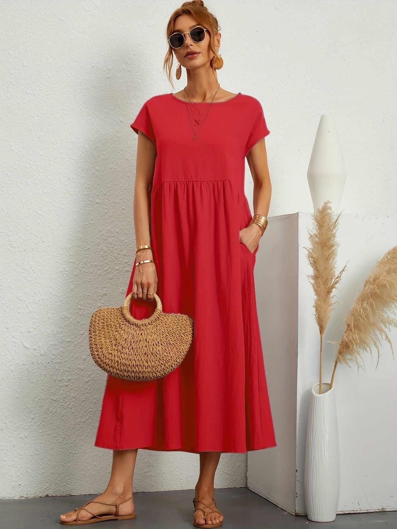 Graceful Round-Neck Dress