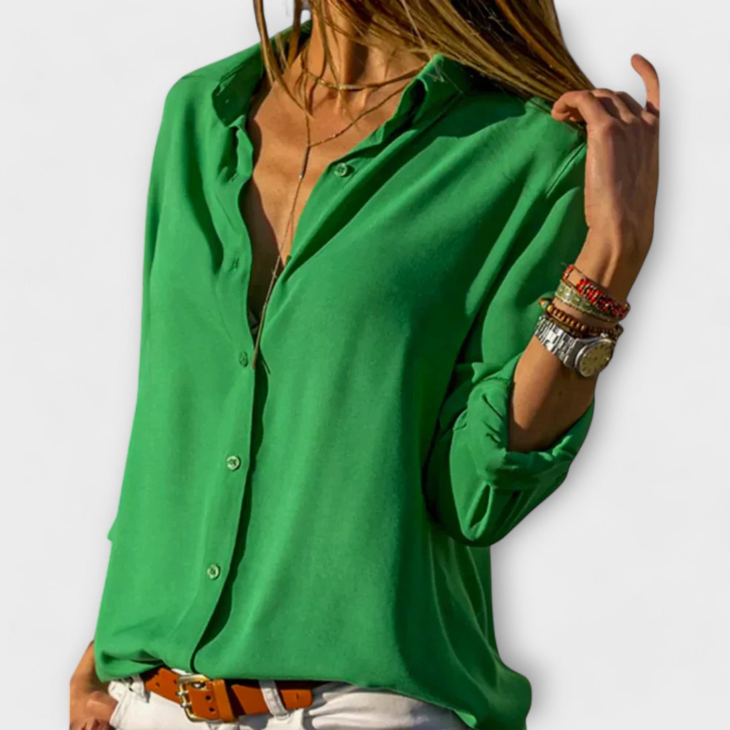 Satin-Finish Festive Blouse