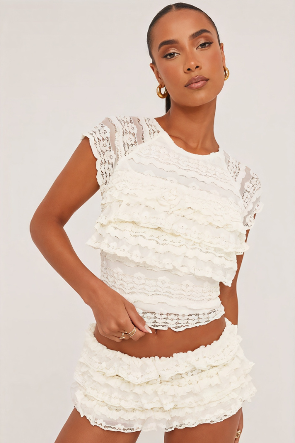 Chic Ruffle-Lace Set