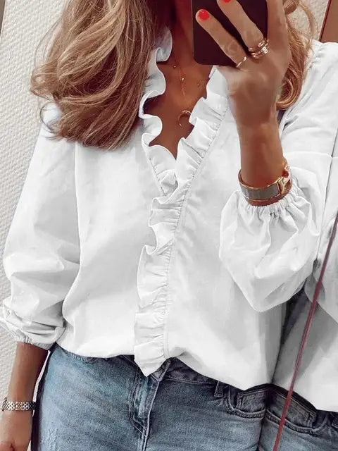 Flattering Slim Ruffle Blouse