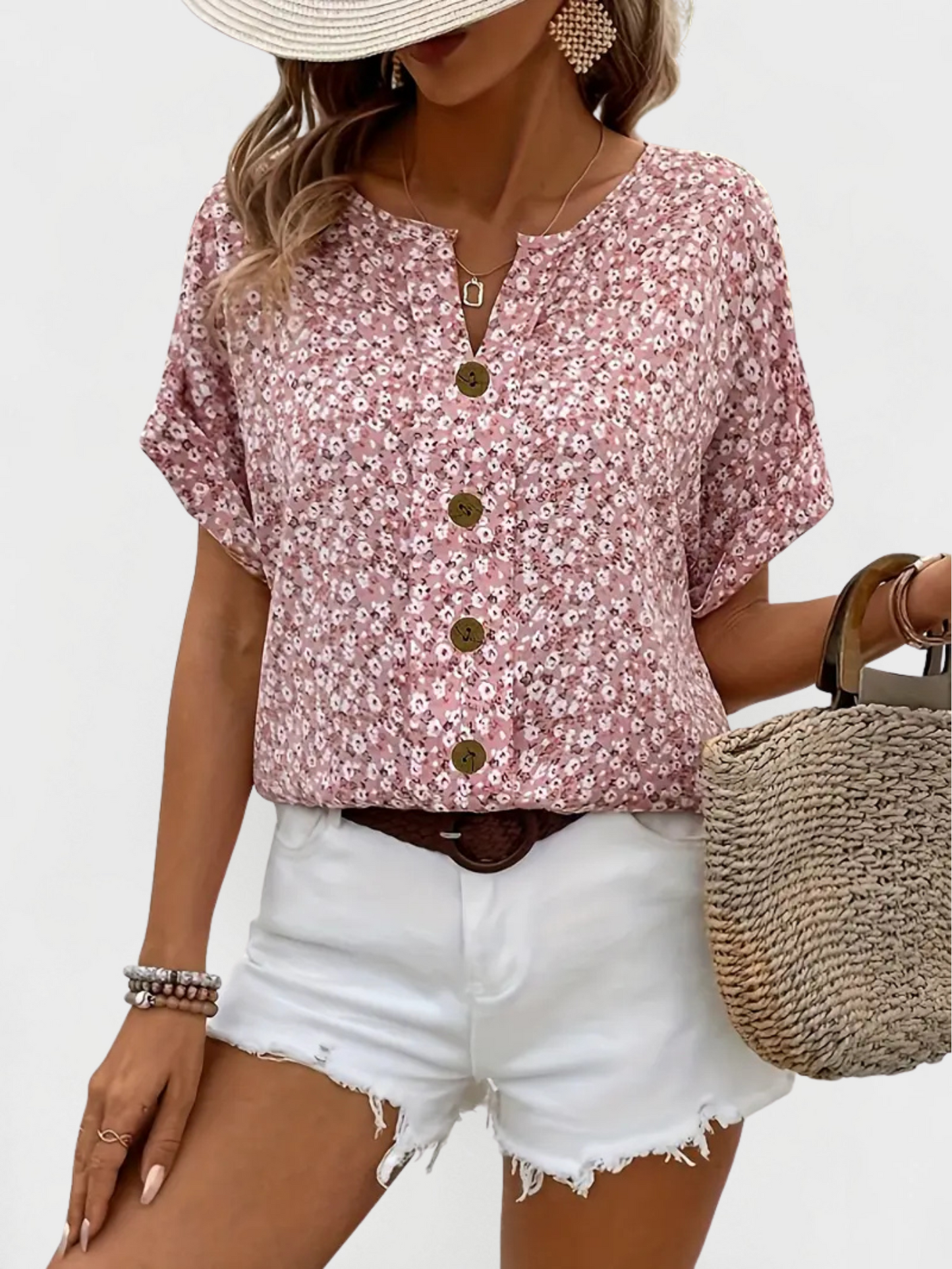 Chic Floral Button-Down Blouse