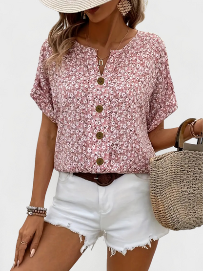 Chic Floral Button-Down Blouse