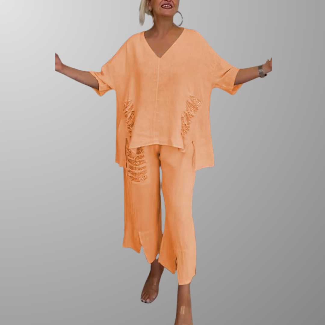 Cooling V-Neck Wide-Leg Set