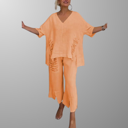 Cooling V-Neck Wide-Leg Set