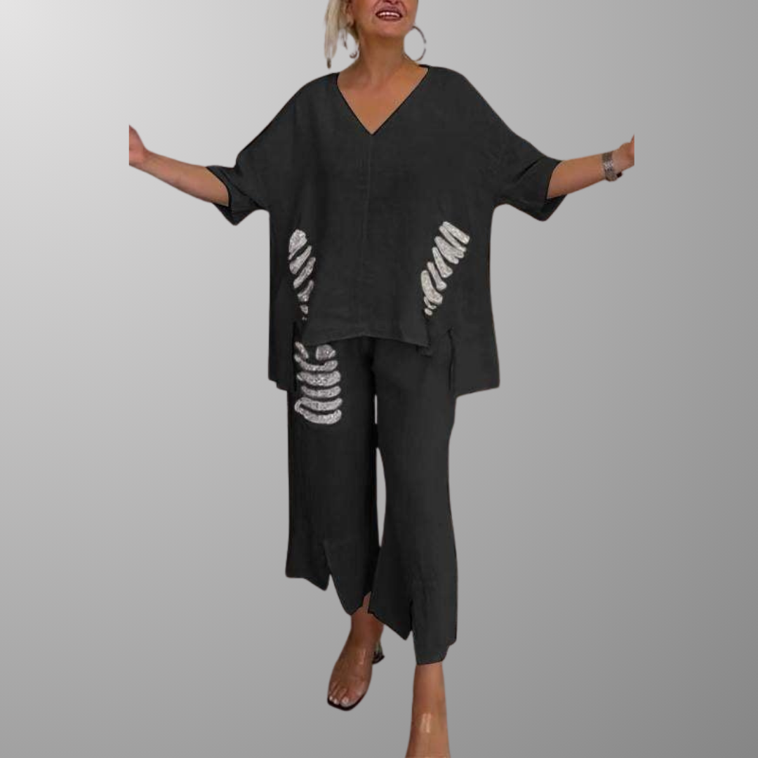 Cooling V-Neck Wide-Leg Set