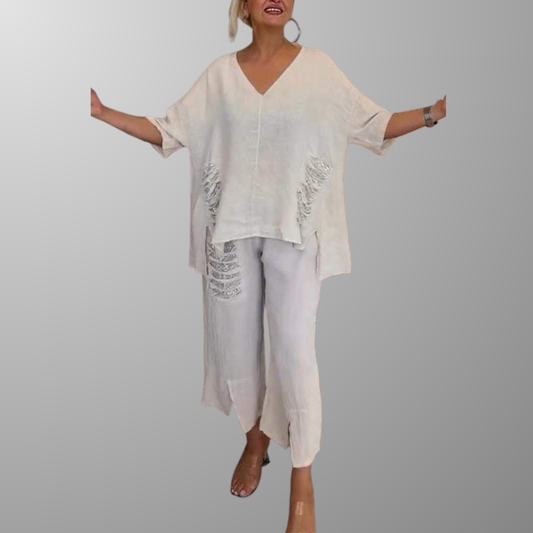 Cooling V-Neck Wide-Leg Set