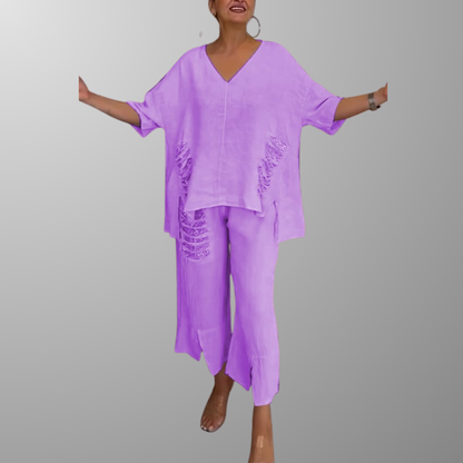 Cooling V-Neck Wide-Leg Set