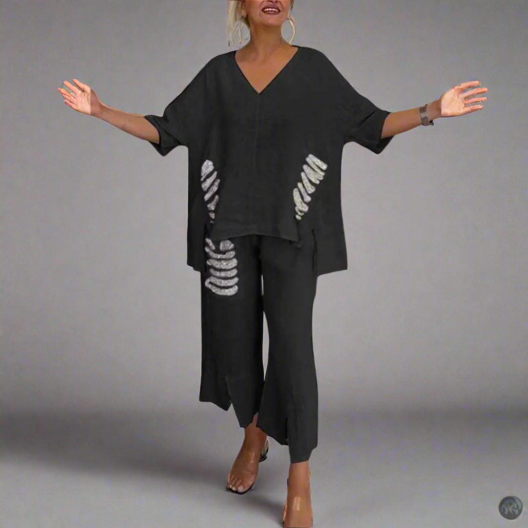 Cooling V-Neck Wide-Leg Set