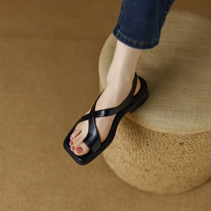 Comfy-Crossover Leather Sandals