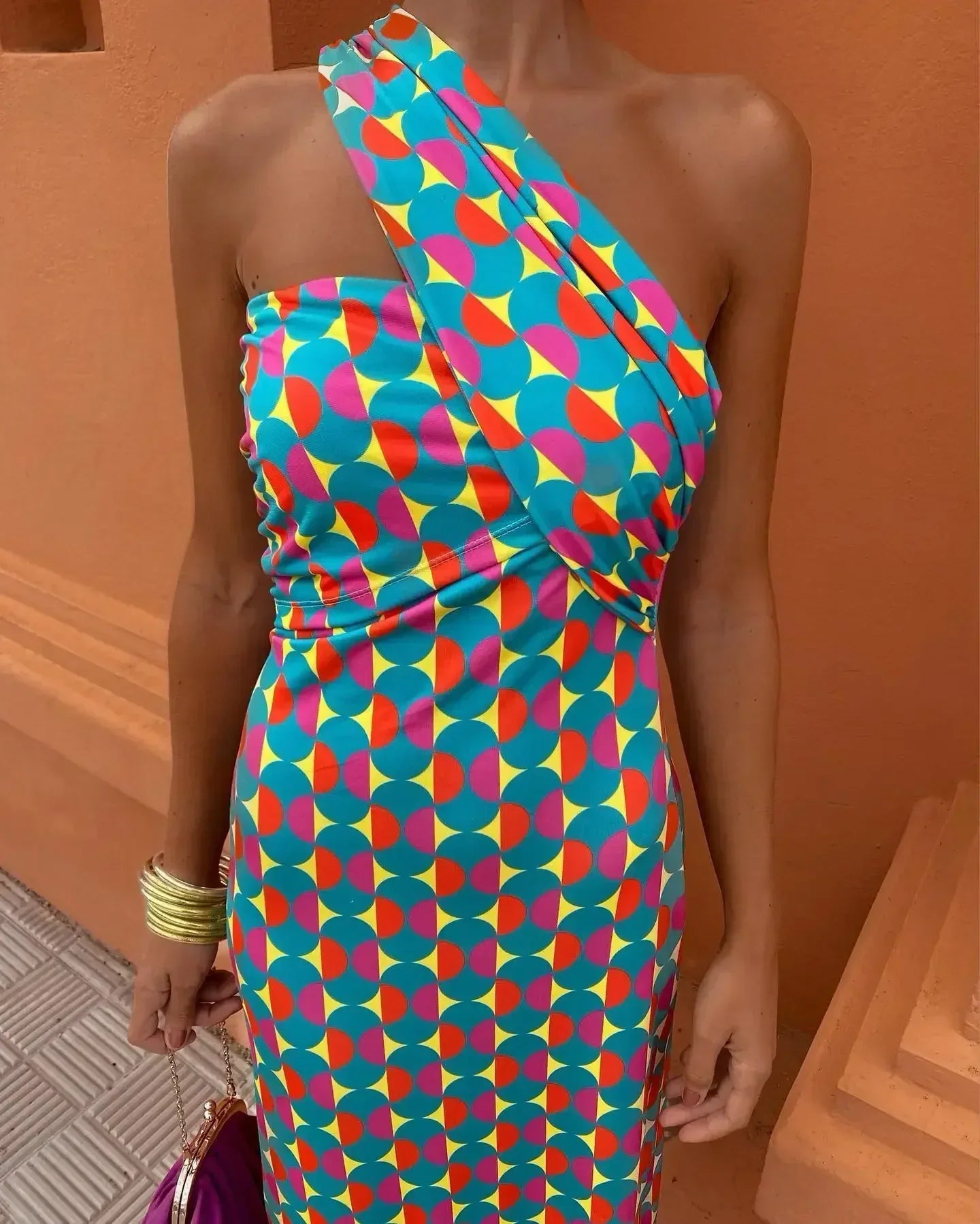 Cooling Shoulder-Drape Dress