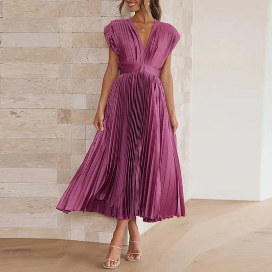 Timeless-Elegance Pleated Dress
