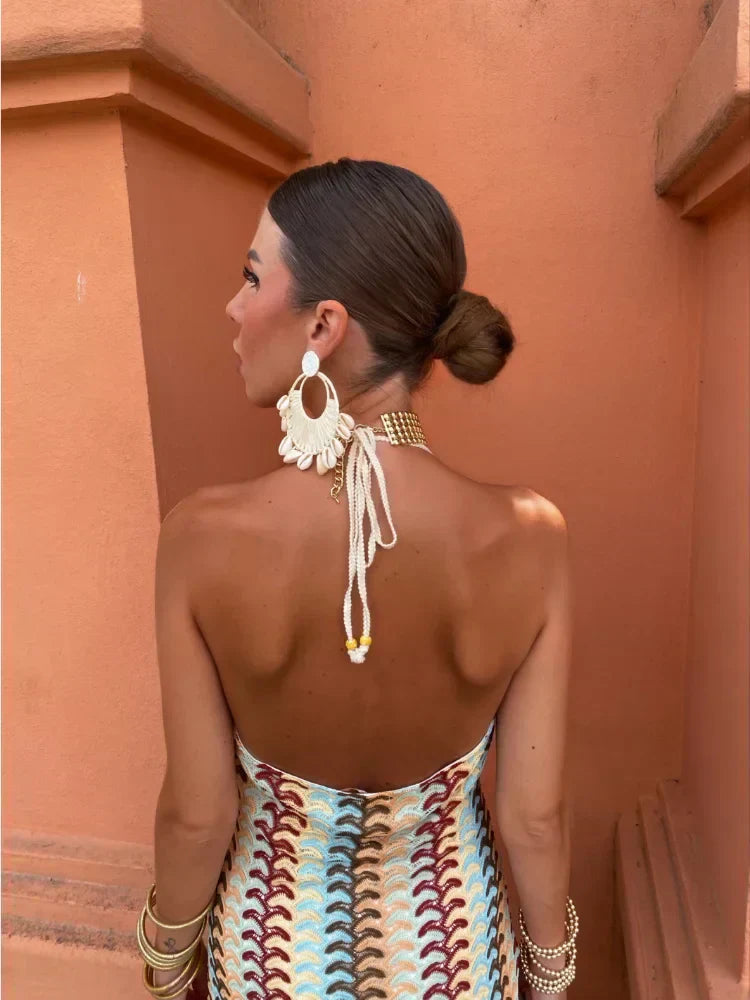 Elegant V-Back Long Dress