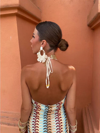 Elegant V-Back Long Dress
