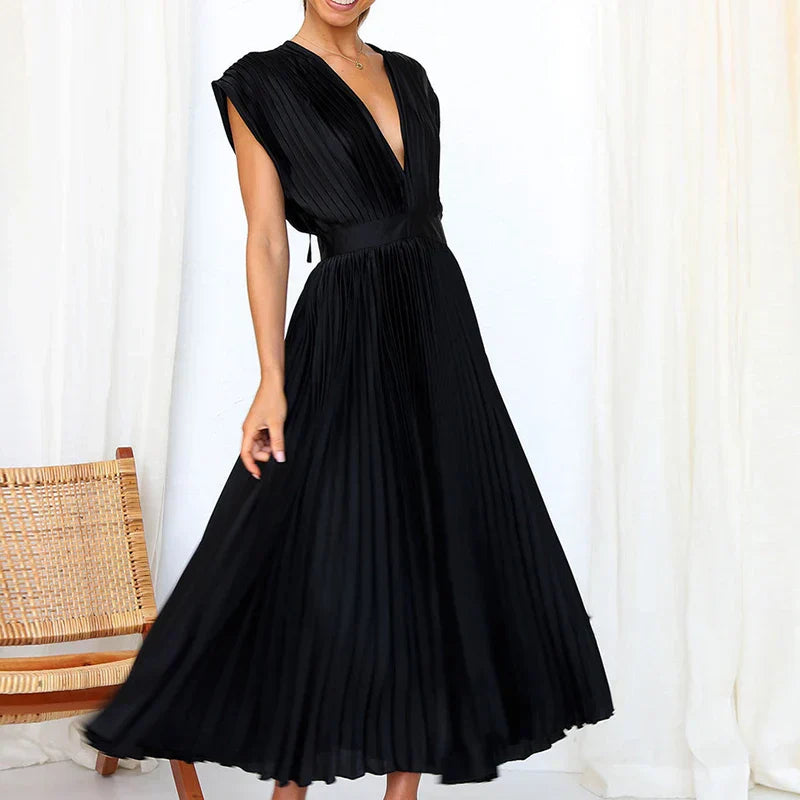 Timeless-Elegance Pleated Dress