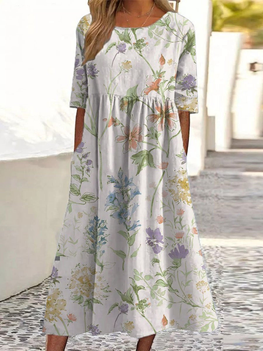 Embroidered-Elegance Midi Dress