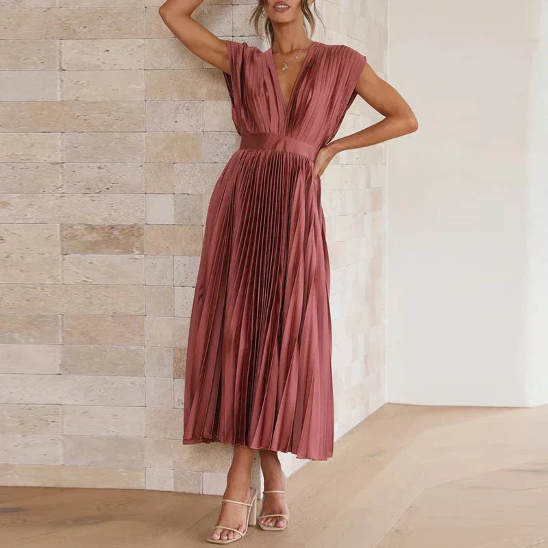 Timeless-Elegance Pleated Dress