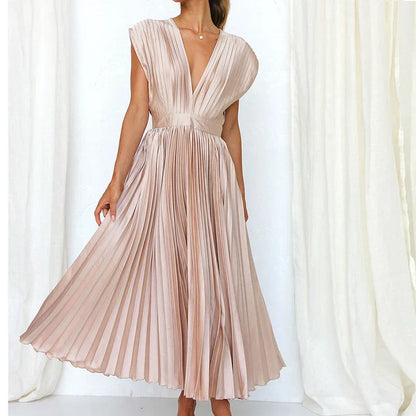 Timeless-Elegance Pleated Dress