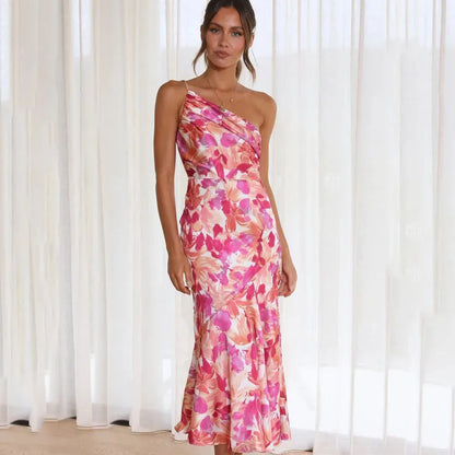 Elegant-Floral Asymmetrical Dress