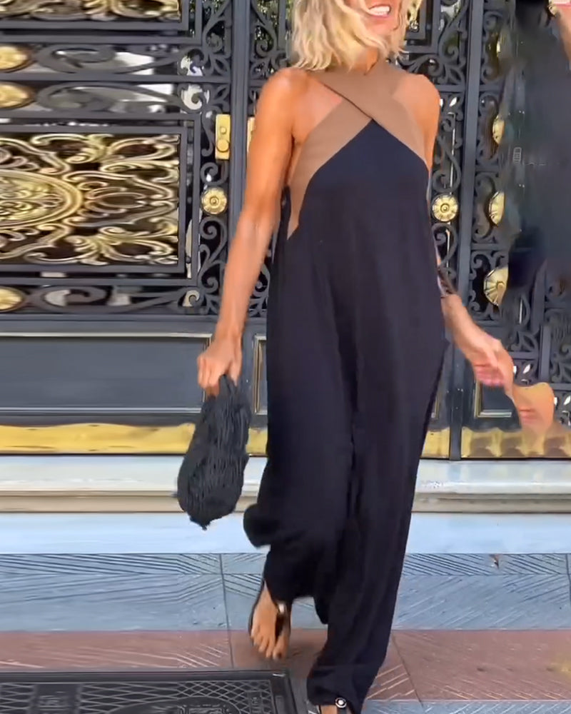 Elegant Cross-Neck Maxi Dress