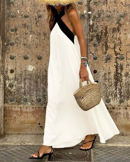 Elegant Cross-Neck Maxi Dress