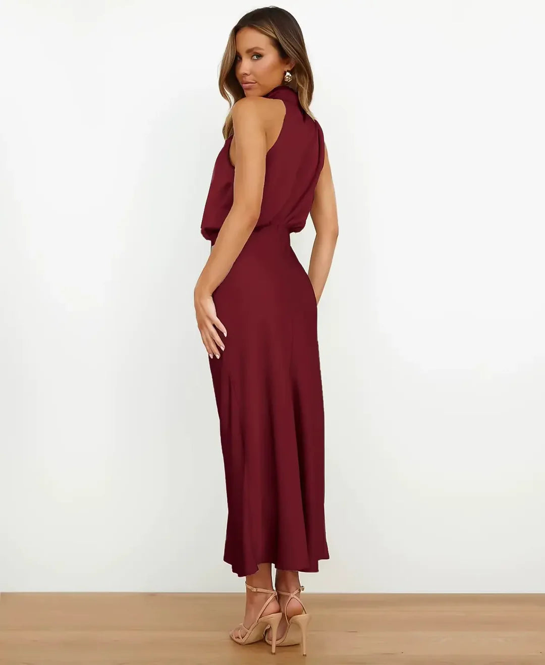 Elegant High-Waist Midi Dress