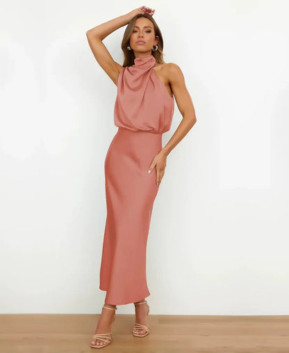 Elegant High-Waist Midi Dress