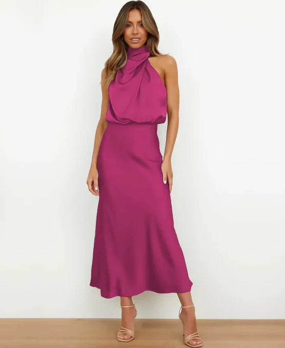 Elegant High-Waist Midi Dress