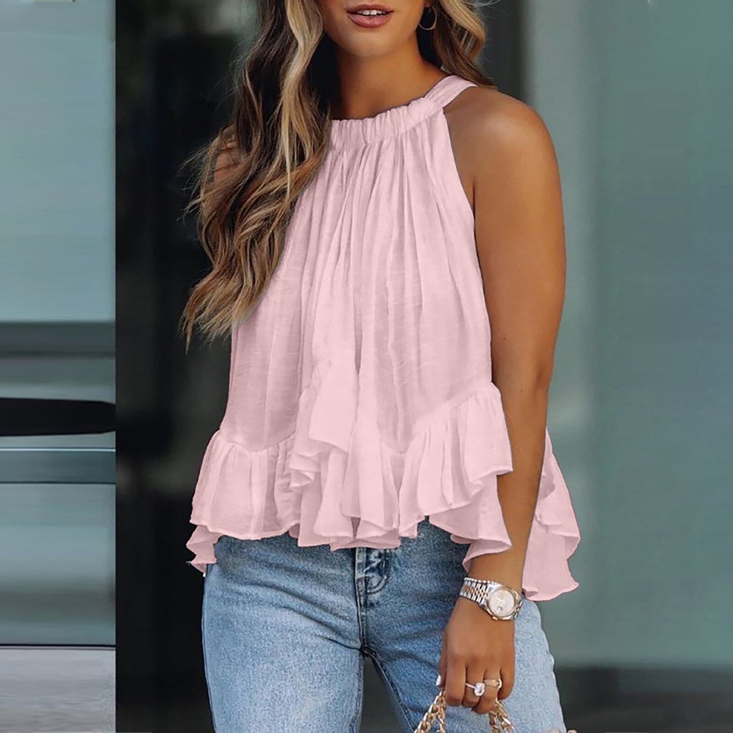 Elegant Silk Ruffle Top