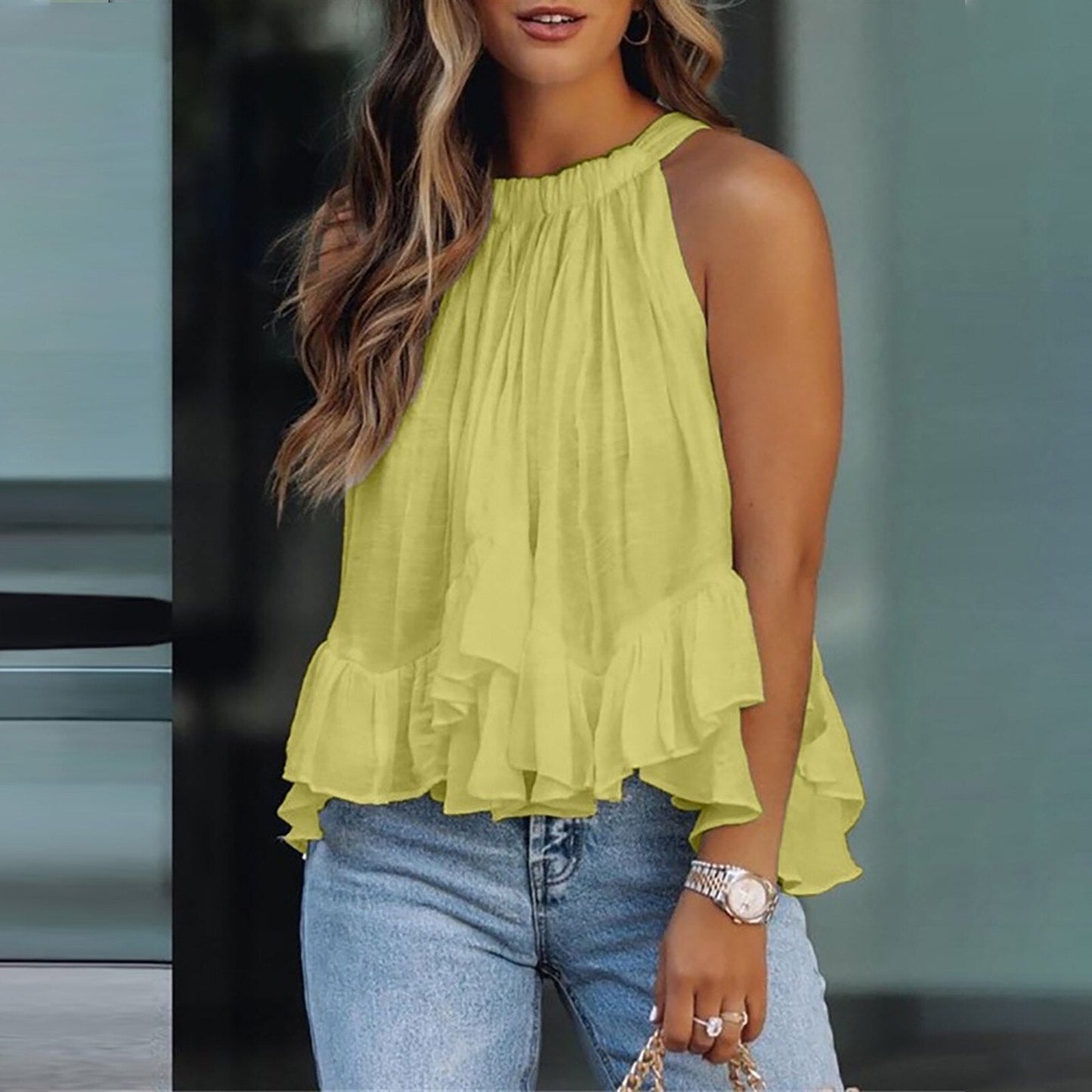 Elegant Silk Ruffle Top