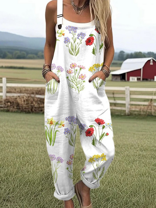 Vintage Comfort Floral Jumpsuit