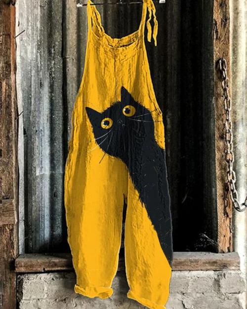 Crease-Resistant Floral Dungarees